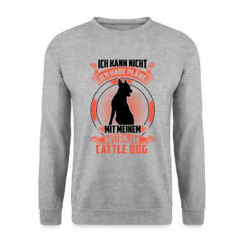 Australian Cattle Dog ich kann nicht - Unisex Pullover - Weißgrau meliert - Vorne - Alina (178cm) & Michal (187cm)