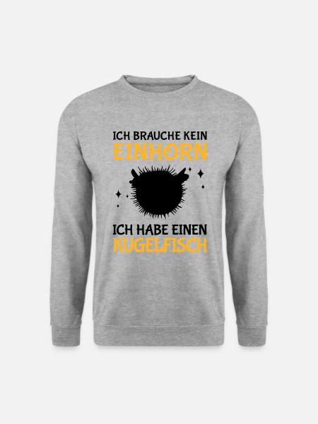 Ich habe einen Kugelfisch Aquaristik - Unisex Pullover - Weißgrau meliert