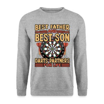 Best Father and best Son Dart - Unisex Pullover - Weißgrau meliert - Vorne - Alina (178cm) & Michal (187cm)