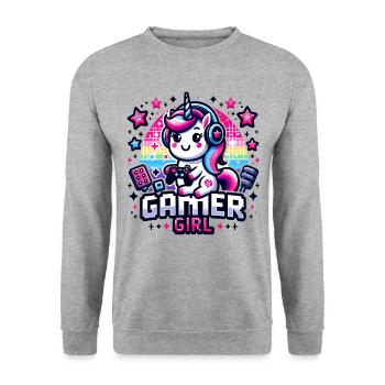 Gamer Girl Gaming & Gamer Femmes & Filles - Sweat-shirt Unisexe - gris chiné - Devant - Alina (178cm) & Michal (187cm)