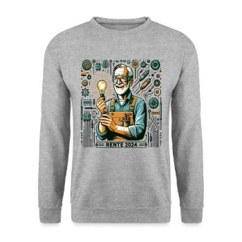 Rente Pensionist Pensionierung 2024 Mann & Frau - Unisex Pullover - Weißgrau meliert - Vorne - Alina (178cm) & Michal (187cm)