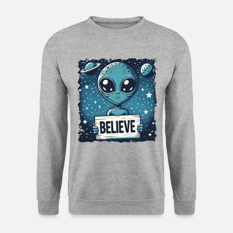 Drôle Alien Alien Croire - Sweat-shirt Unisexe - gris chiné