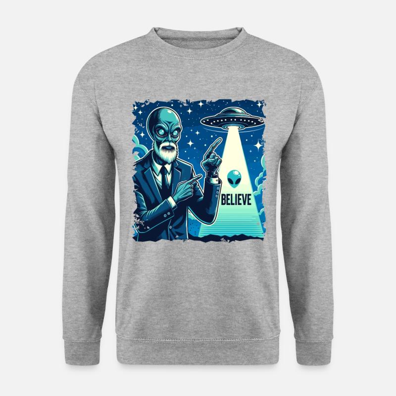 Funny Alien Alien Believe - Unisex Sweatshirt - salt & pepper