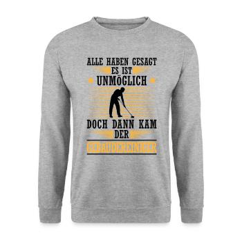 Dann kam der Gebäudereiniger Reinigungskraft - Unisex Pullover - Weißgrau meliert - Vorne - Alina (178cm) & Michal (187cm)