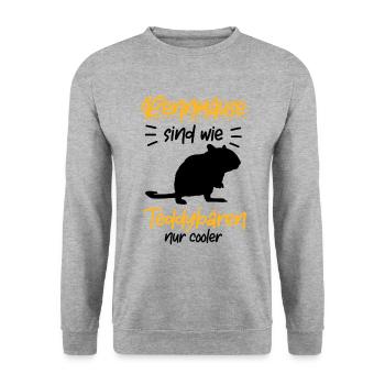 Rennmaus ist cooler Nagetier Gerbil - Unisex Pullover - Weißgrau meliert - Vorne - Alina (178cm) & Michal (187cm)