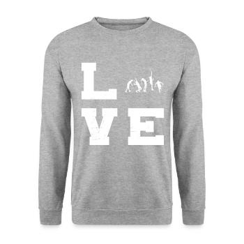 Herren Damen Tennis Tennisspielen Tennis spielen - Unisex Pullover - Weißgrau meliert - Vorne - Alina (178cm) & Michal (187cm)