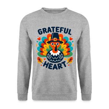 Grateful Heart - Thanksgiving Turkey Time Kids - Unisex Sweatshirt - salt & pepper - Front - Alina (178cm) & Michal (187cm)