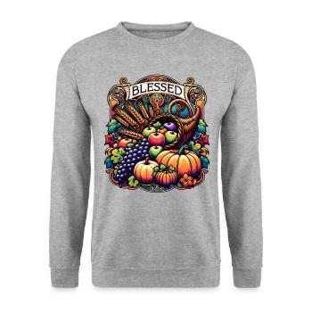 Blessings Fall - Thanksgiving Turkey Time for Boys - Unisex Sweatshirt - salt & pepper - Front - Alina (178cm) & Michal (187cm)