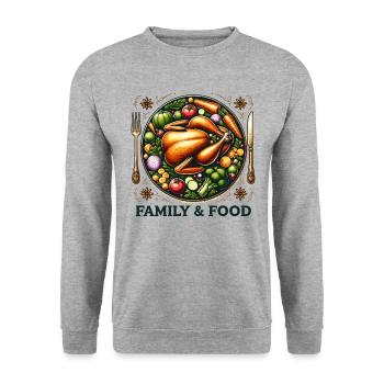 Family & Food - Thanksgiving Turkey Time Kids - Unisex Sweatshirt - salt & pepper - Front - Alina (178cm) & Michal (187cm)