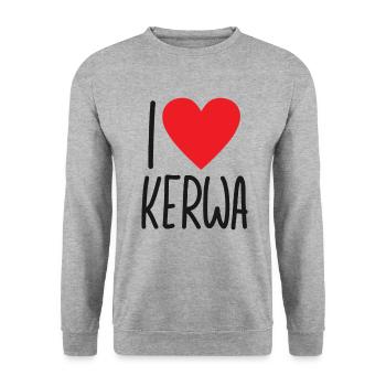 i love Kerwa Kirchweih Volksfest Kirmes Rummel - Unisex Pullover - Weißgrau meliert - Vorne - Alina (178cm) & Michal (187cm)