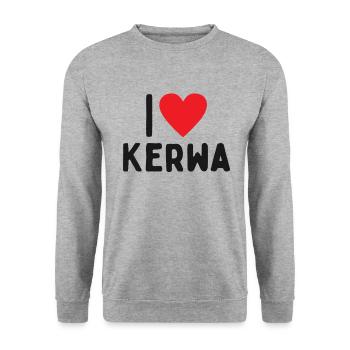 i love Kerwa Kirchweih Volksfest Kirmes Rummel - Unisex Pullover - Weißgrau meliert - Vorne - Alina (178cm) & Michal (187cm)