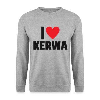 i love Kerwa Kirchweih Volksfest Kirmes Rummel - Unisex Pullover - Weißgrau meliert - Vorne - Alina (178cm) & Michal (187cm)