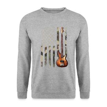 bass guitar american flag, funny bass player - Unisex Pullover - Weißgrau meliert - Vorne - Alina (178cm) & Michal (187cm)