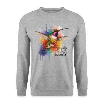 Tout simplement magnifique : le design du colibri - Sweat-shirt Unisexe - gris chiné - Devant - Alina (178cm) & Michal (187cm)