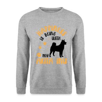 L’Akita Inu rend heureux l’Akita japonais - Sweat-shirt Unisexe - gris chiné - Devant - Alina (178cm) & Michal (187cm)