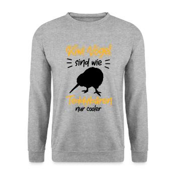 Kiwi Vogel ist cooler Neuseeland - Unisex Pullover - Weißgrau meliert - Vorne - Alina (178cm) & Michal (187cm)