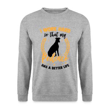 Travailler pour mon Podenco Spanish Hound - Sweat-shirt Unisexe - gris chiné - Devant - Alina (178cm) & Michal (187cm)