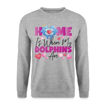 Dolphin Home est l’endroit où mes dauphins - Sweat-shirt Unisexe - gris chiné - Devant - Alina (178cm) & Michal (187cm)