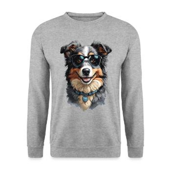Berger australien chien ami compagnon - Sweat-shirt Unisexe - gris chiné - Devant - Alina (178cm) & Michal (187cm)