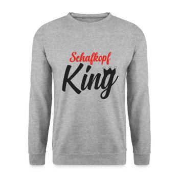 Schafkopf King - Unisex Pullover - Weißgrau meliert - Vorne - Alina (178cm) & Michal (187cm)