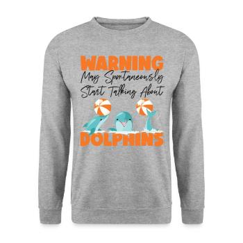 Dolphin Warning May Spontaneously - Unisex Sweatshirt - salt & pepper - Front - Alina (178cm) & Michal (187cm)