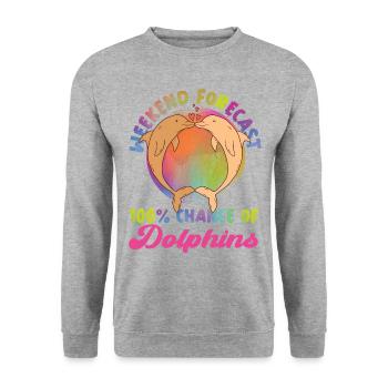 Dolphin Weekend Forecast: 100% - Unisex Pullover - Weißgrau meliert - Vorne - Alina (178cm) & Michal (187cm)