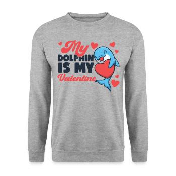 Dolphin Valentines Day My Dolphin - Unisex Pullover - Weißgrau meliert - Vorne - Alina (178cm) & Michal (187cm)