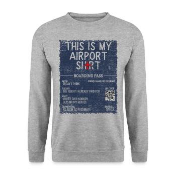 Vacation Travel Quote - This Is My Airport - Unisex Sweatshirt - salt & pepper - Front - Alina (178cm) & Michal (187cm)