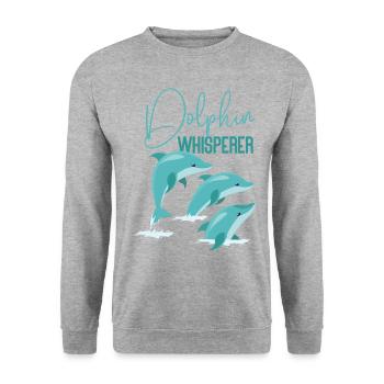Dolphin Dolphin Whisperer - Unisex Pullover - Weißgrau meliert - Vorne - Alina (178cm) & Michal (187cm)
