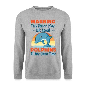 Dolphin Retro Warning This Person - Unisex Sweatshirt - salt & pepper - Front - Alina (178cm) & Michal (187cm)