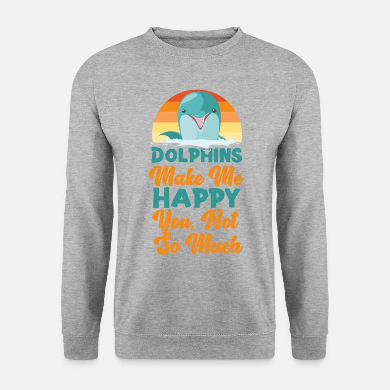 Dolphin Retro Dolphins Make Me - Unisex Pullover - Weißgrau meliert