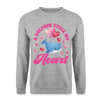 Dolphin Valentines Day A Dolphin - Unisex Pullover - Weißgrau meliert - Vorne - Alina (178cm) & Michal (187cm)