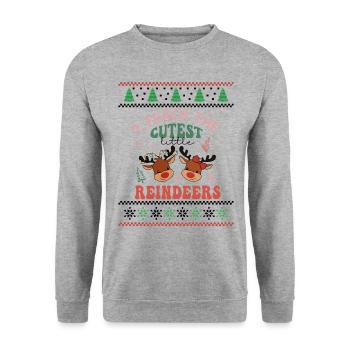 I teach the cutest Reindeer Retro Groovy Christmas - Unisex Pullover - Weißgrau meliert - Vorne - Alina (178cm) & Michal (187cm)