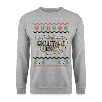 Ma couleur préférée est les lumières de Noël rétro laide - Sweat-shirt Unisexe - gris chiné - Devant - Alina (178cm) & Michal (187cm)