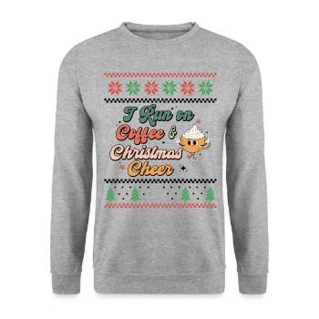 Je cours sur Café & Noël Joie Rétro Laid Noël - Sweat-shirt Unisexe - gris chiné - Devant - Alina (178cm) & Michal (187cm)
