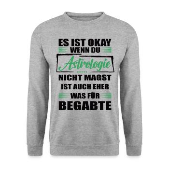 Astrologie Lustiger Spruch für Mann & Frau - Unisex Pullover - Weißgrau meliert - Vorne - Alina (178cm) & Michal (187cm)