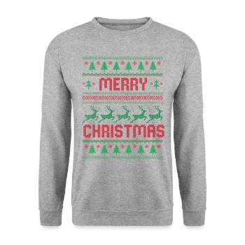 Merry Christmas - Unisex Sweatshirt - salt & pepper - Front - Alina (178cm) & Michal (187cm)