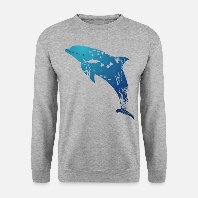 Dolphin Marine Life - Unisex Pullover - Weißgrau meliert