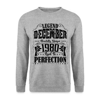 December 1980. December 1980 Birthday Gift - Unisex Sweatshirt - salt & pepper - Front - Alina (178cm) & Michal (187cm)