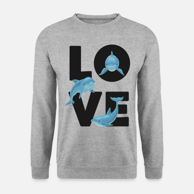 Dolphin Love - Unisex Pullover - Weißgrau meliert
