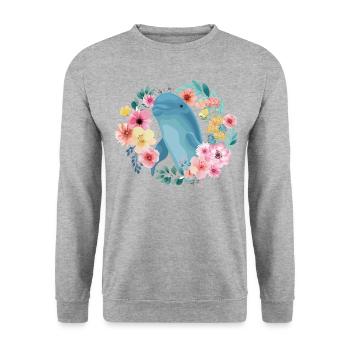 Dolphin Flower Floral - Unisex Sweatshirt - salt & pepper - Front - Alina (178cm) & Michal (187cm)