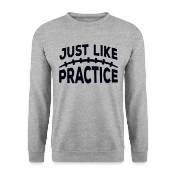 Just Like Practice American Football - Unisex Pullover - Weißgrau meliert - Vorne - Alina (178cm) & Michal (187cm)