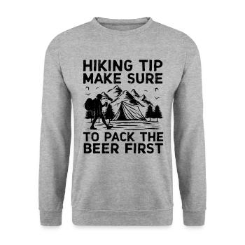 Hiking Hiker Nature Trekking Outdoor Mountaineerin - Unisex Sweatshirt - salt & pepper - Front - Alina (178cm) & Michal (187cm)