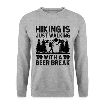 Hiking Hiker Nature Trekking Outdoor Mountaineerin - Unisex Sweatshirt - salt & pepper - Front - Alina (178cm) & Michal (187cm)