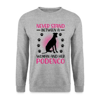 Woman with Podenco Spanish Hunting Dog - Unisex Sweatshirt - salt & pepper - Front - Alina (178cm) & Michal (187cm)