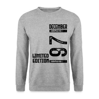 Geburtstagsgeschenk Dezember 1971. Dezember 1971. - Unisex Pullover - Weißgrau meliert - Vorne - Alina (178cm) & Michal (187cm)