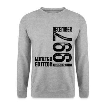 Cadeau Anniversaire Décembre 1997. Decembre 1997. - Sweat-shirt Unisexe - gris chiné - Devant - Alina (178cm) & Michal (187cm)