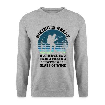 Wandern Natur Trekking Bergsteigen Wanderer Outdoo - Unisex Pullover - Weißgrau meliert - Vorne - Alina (178cm) & Michal (187cm)