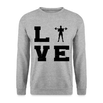 Damen Fitness Ausdauertraining Krafttraining - Unisex Pullover - Weißgrau meliert - Vorne - Alina (178cm) & Michal (187cm)