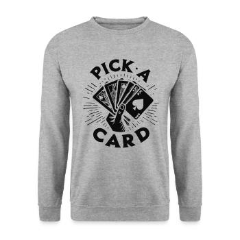 Choisissez une carte - cadeau magique pour les magiciens - Sweat-shirt Unisexe - gris chiné - Devant - Alina (178cm) & Michal (187cm)
